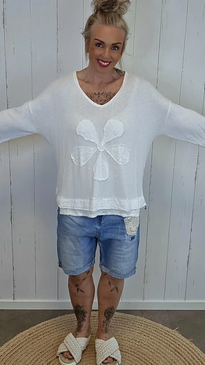Ava topp blomst hvit - Image 4