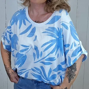 Tropisk topp med bladprint