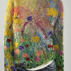 ArtfulBloom - Unik Blomstgenser Oljemaleri Kunst for Kreative Antrekk