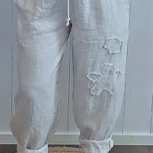 Weronica linbukse med rå detaljer