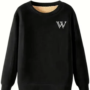 Herresweatshirt med Fleecefôr og Rund Hals - Avslappet Stil