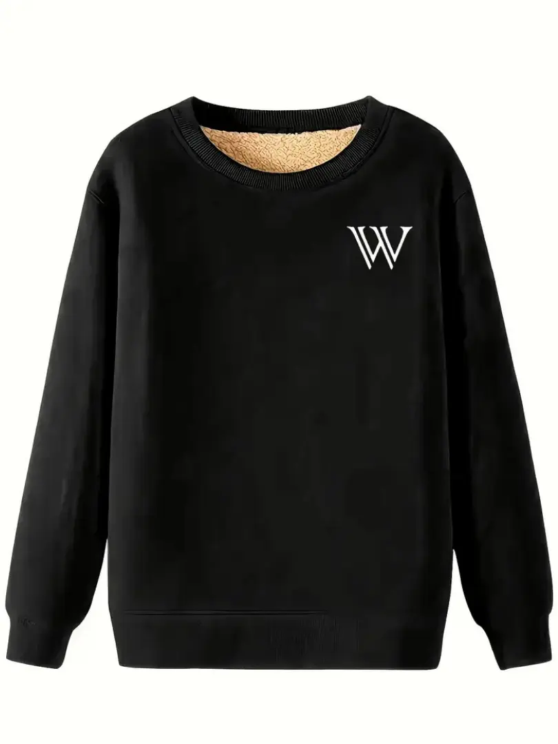 Herresweatshirt med Fleecefôr og Rund Hals - Avslappet Stil - Image 2
