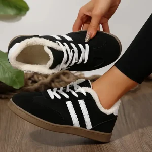 Dame Vintervarme Sportssneakers - Fuskeskinn, Pelsfôr, Gummisåle
