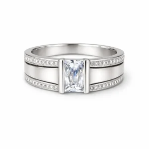 3-Pakning Geometriske Ringer med Rhinsteiner – Elegante Sølvfargede Ringer for Kvinner