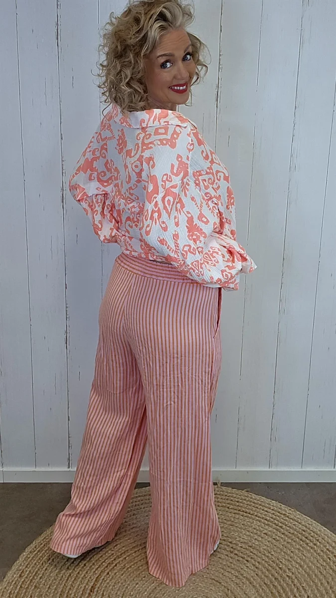 Lydia linbukse orange rosa stripet - Image 4