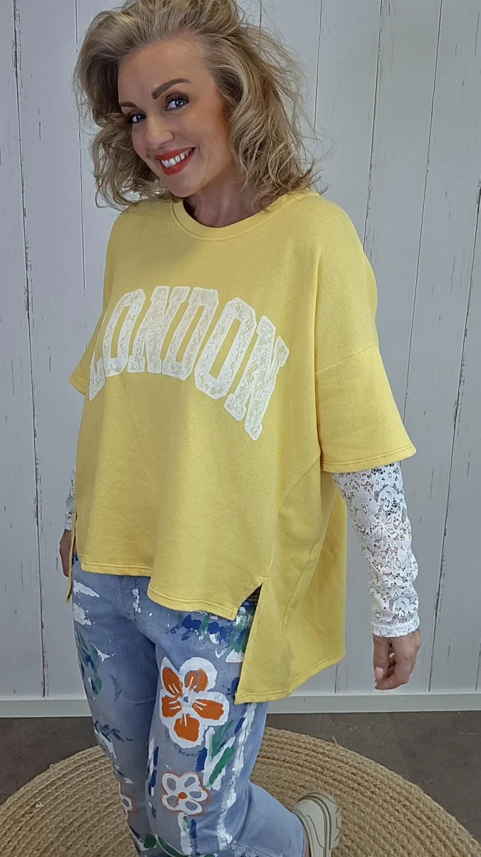 Birka oversized topp mørk gul/hvit - Image 4