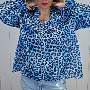 Maja leopardbluse blå