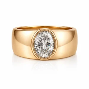 Vintage Gullfarget Statement Ring med Rhinsteiner – Bred og Eksklusiv Designring