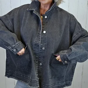 Iben denim jakke gråsvart