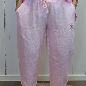Ginny linbukse med strikk rosa