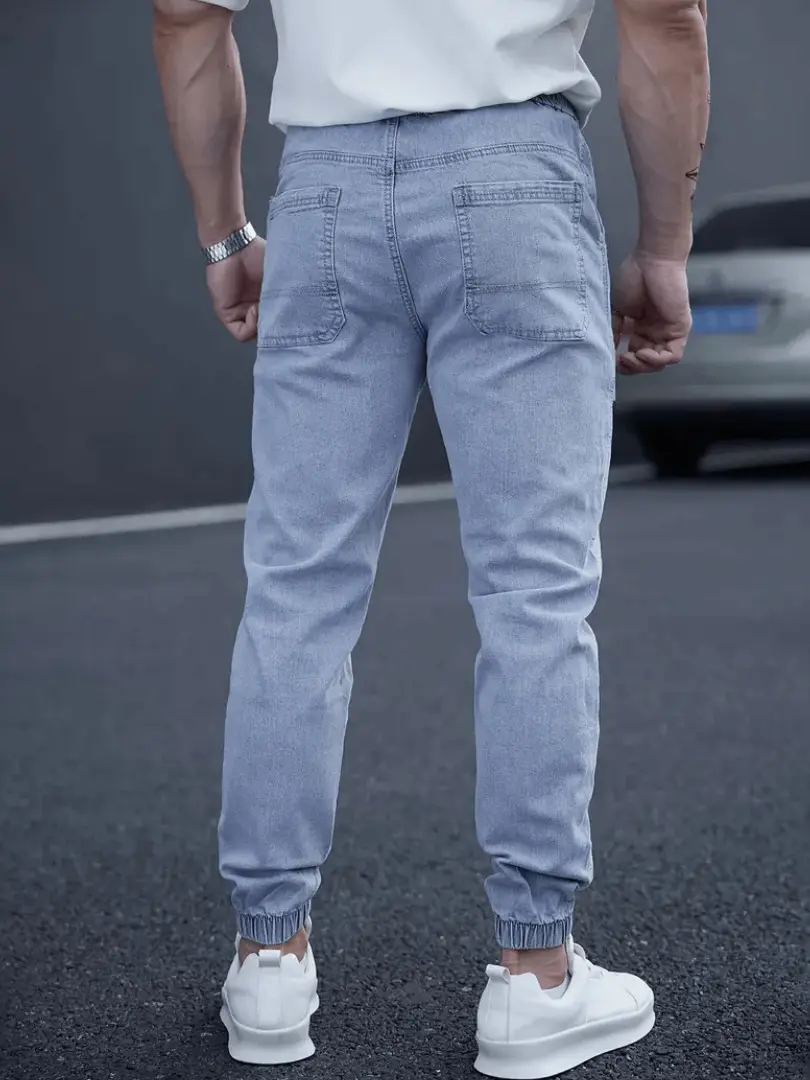 Herre Tapered Jogger Jeans – Street Style med Snøring i Midjen - Image 5