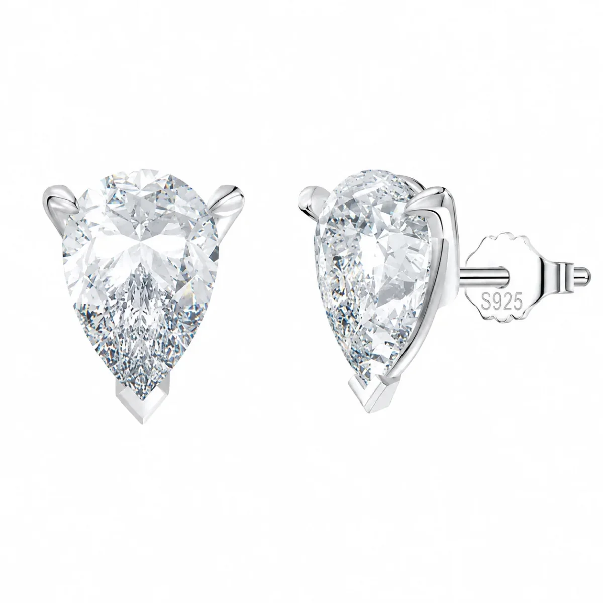 Dråpeformede Ørestikker i 925 Sterling Sølv – Elegante Zirkonia Øredobber