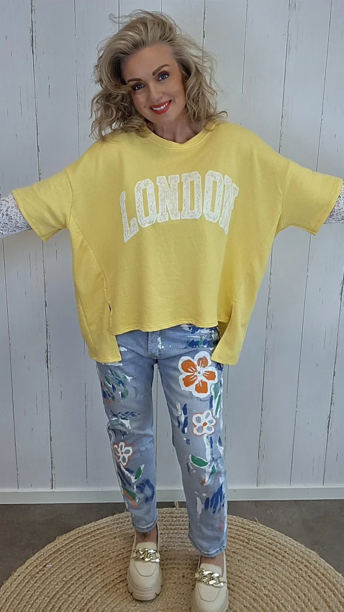 Birka oversized topp mørk gul/hvit - Image 3