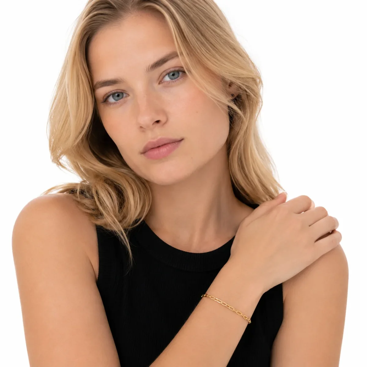 Minimalistisk Gullfarget Armbånd til Dame – Elegant Lenkearmbånd i Rustfritt Stål - Image 4