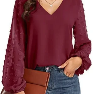 FashionVibe - Moderne Bluse med V-hals for Elegante Antrekk