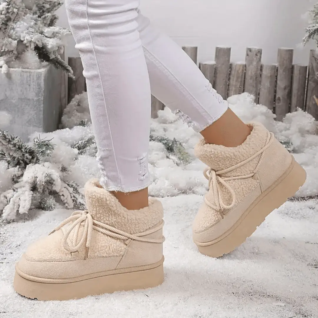 Dame Vintervarme Tykksålede Snøstøvler – Koselige Fleecefôrede Slip-On Støvler - Image 6