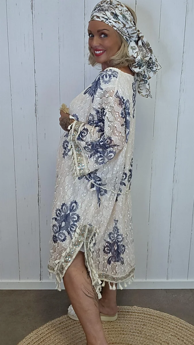 Ponchokjole med blonde og innerkjole - Image 5