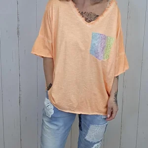 Carla shimmer topp orange