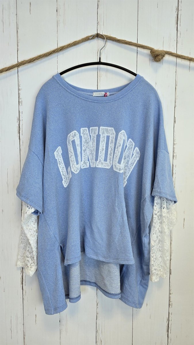 Birka oversized topp hvit/blå - Image 2