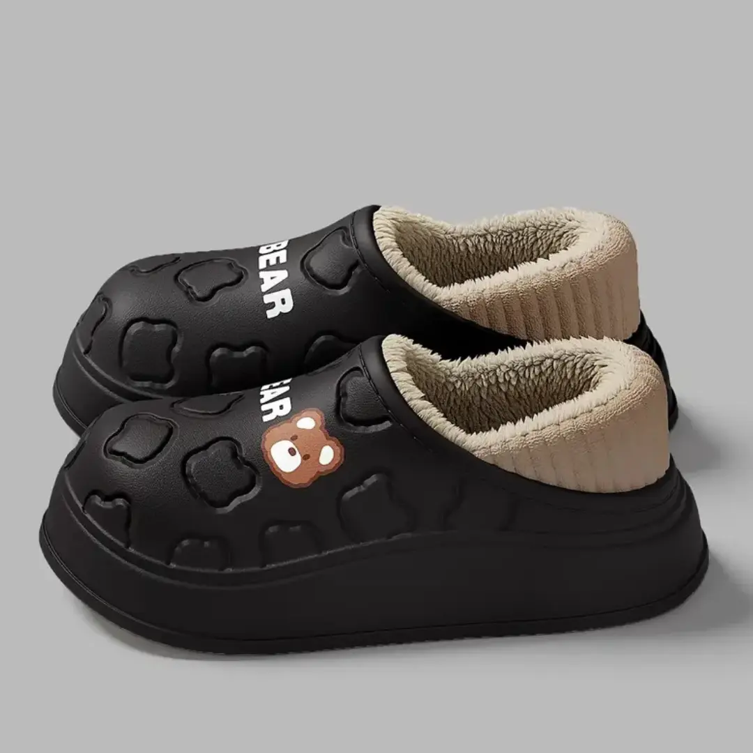 Dame Vanntette Bjørne-Tøfler - Koselige & Varme, Plysjfôrede Slip-On - Image 7