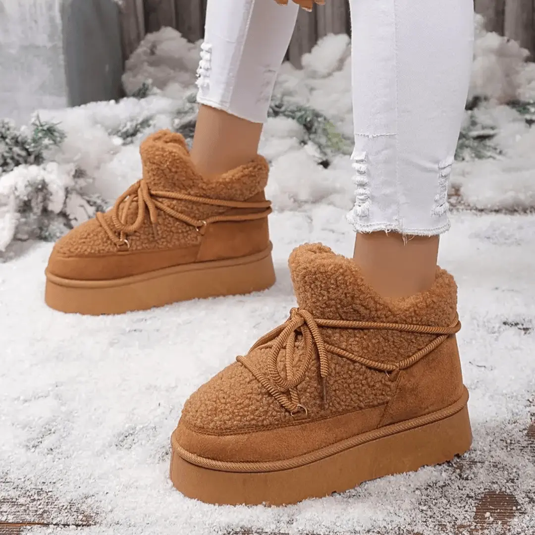 Dame Vintervarme Tykksålede Snøstøvler – Koselige Fleecefôrede Slip-On Støvler - Image 8