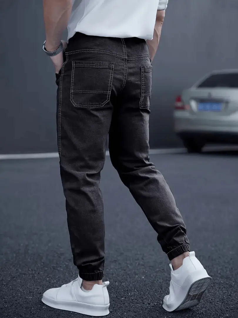 Herre Tapered Jogger Jeans – Street Style med Snøring i Midjen - Image 8
