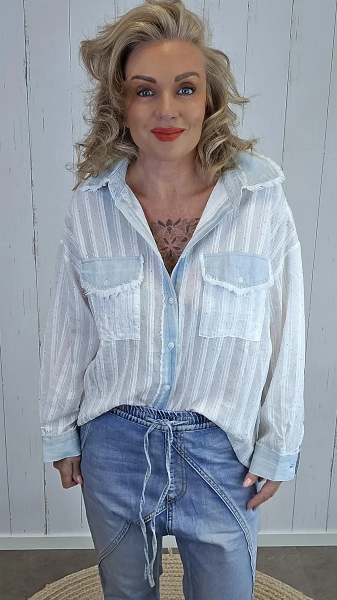 Stine skjorte med denimdetaljer - Image 4