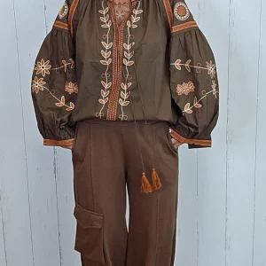 Boho bluse brun