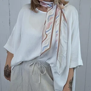 Poncho topp med skjerf hvit