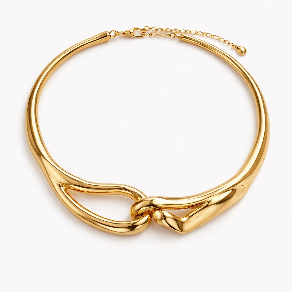 Bred Geometrisk Choker Halskjede – Trendy og Moderne Statement Smykke for Kvinner