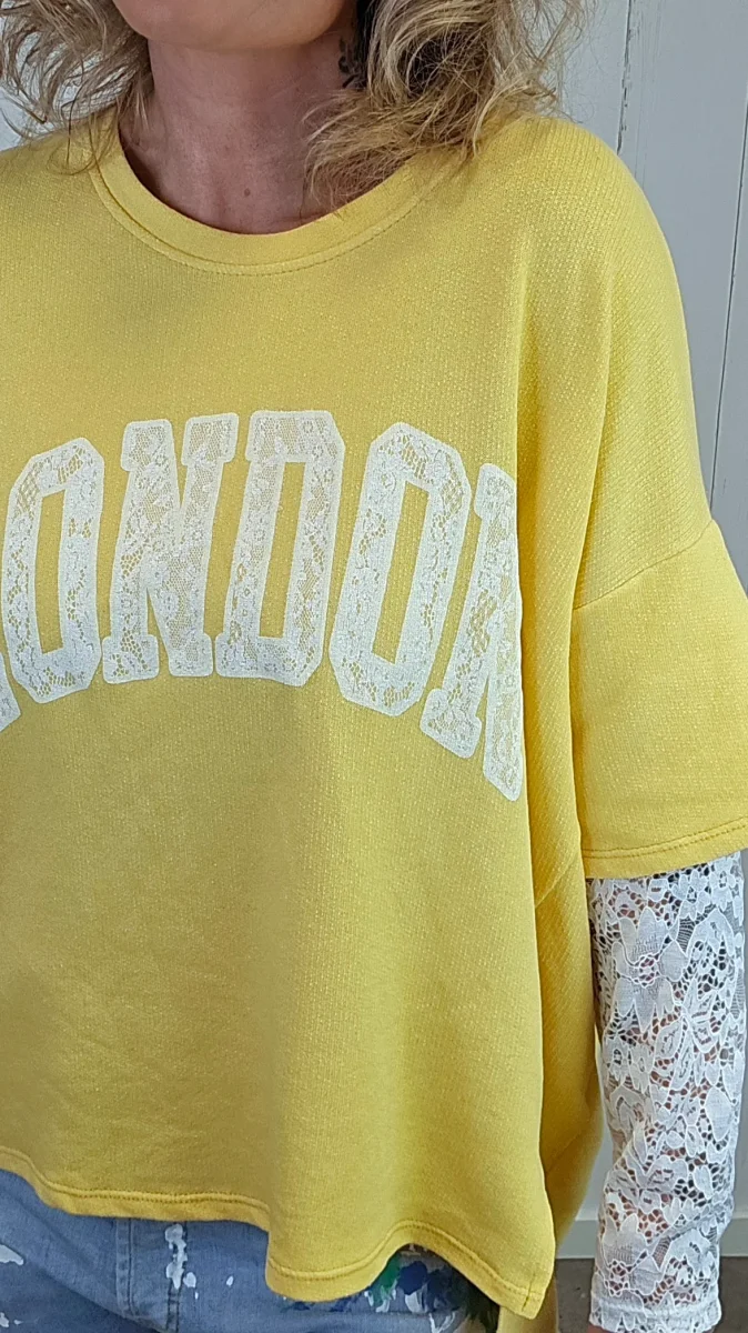 Birka oversized topp mørk gul/hvit - Image 5