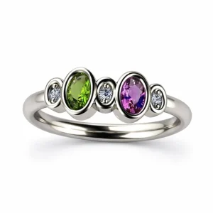 Vintage ring til dame med CZ-stener (oliven/lilla/hvit) – enkel og elegant statement-ring
