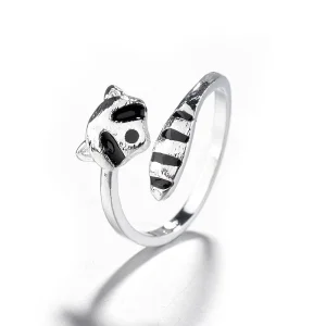Søt Justerbar Ring med Raccoon/Fox Hale – Lekent og Delikat Design