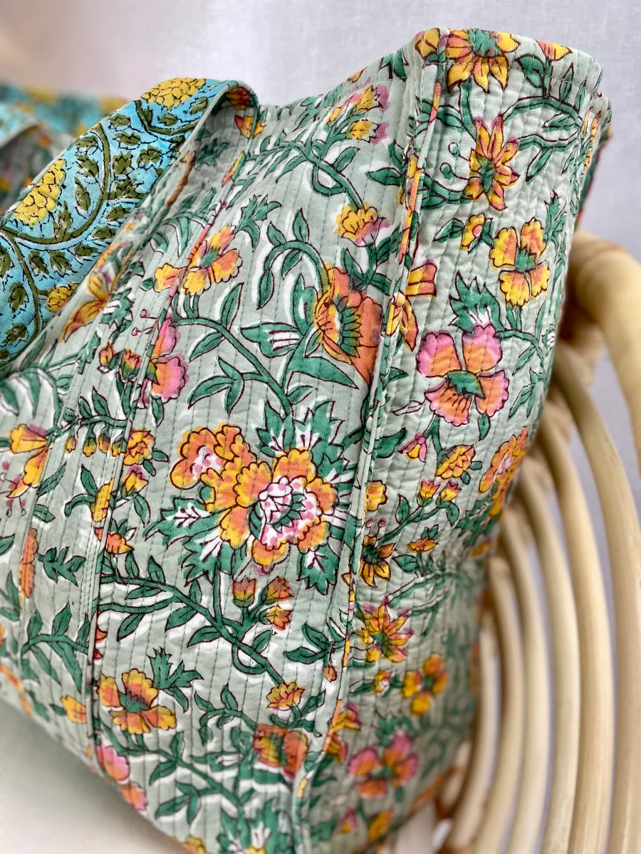 Tote bag - Block print - Flerfarget blomstermønster - Image 6