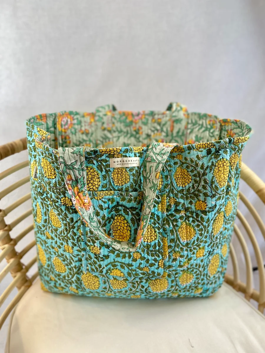 Tote bag - Block print - Flerfarget blomstermønster - Image 8