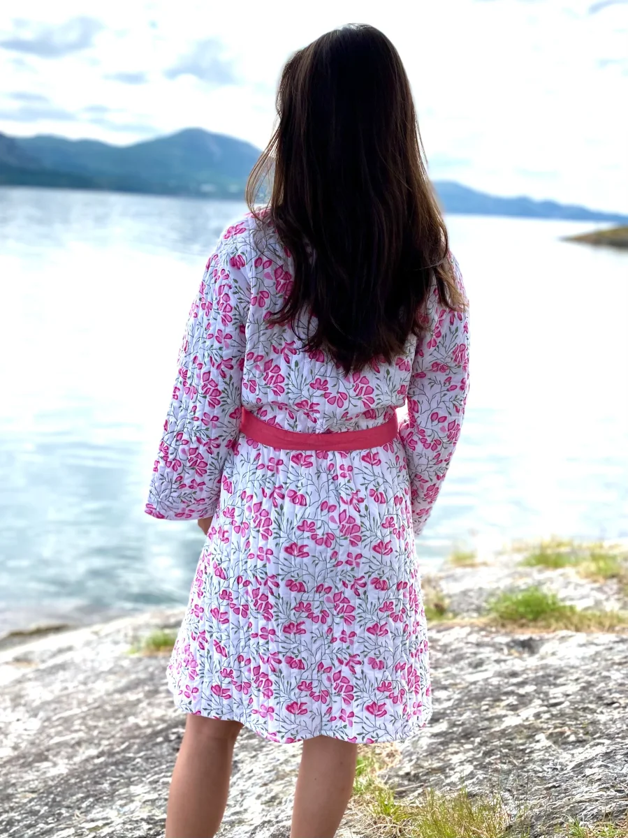 Quiltet block print morgenkåpe/kimono - Image 4