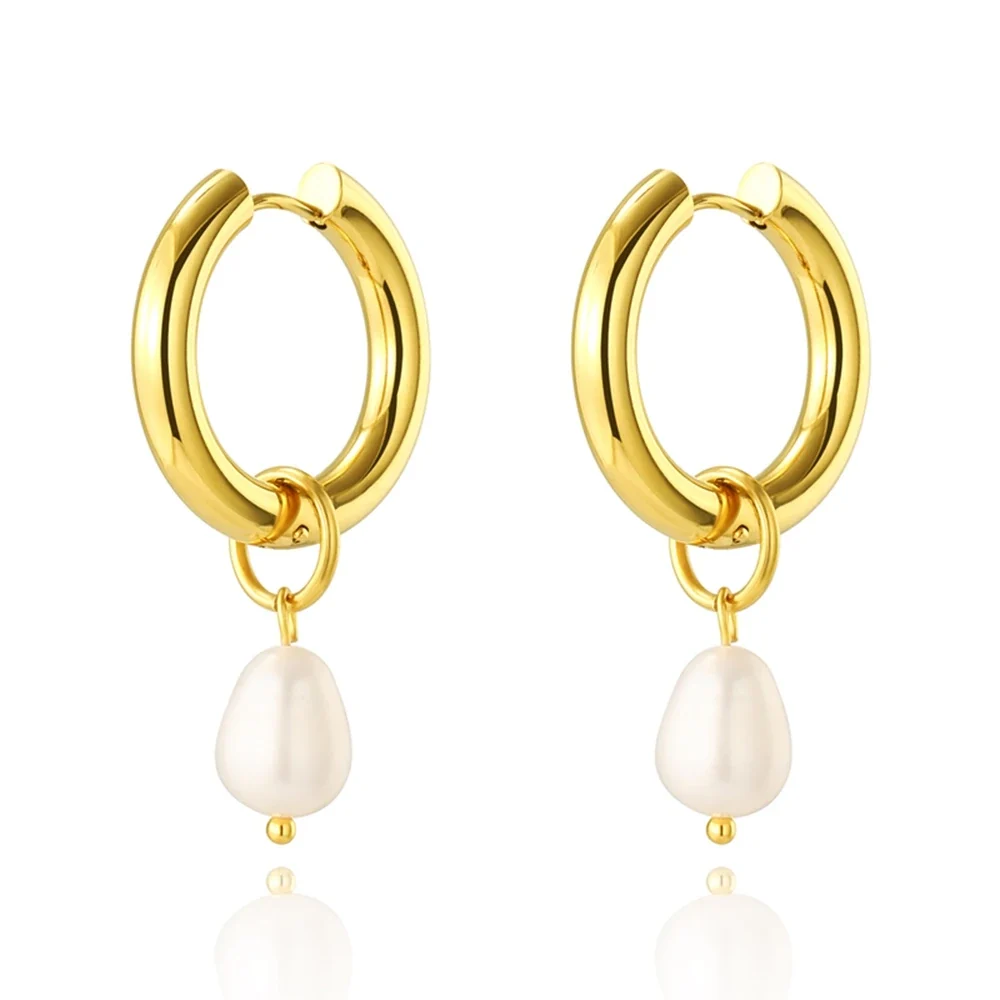 Vintage Gullfargede Øredobber med Perle – Elegante Statement Øredobber
