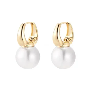 Perle Drop Øredobber i Gullfarget Design – Elegant Koreansk-inspirert Stil