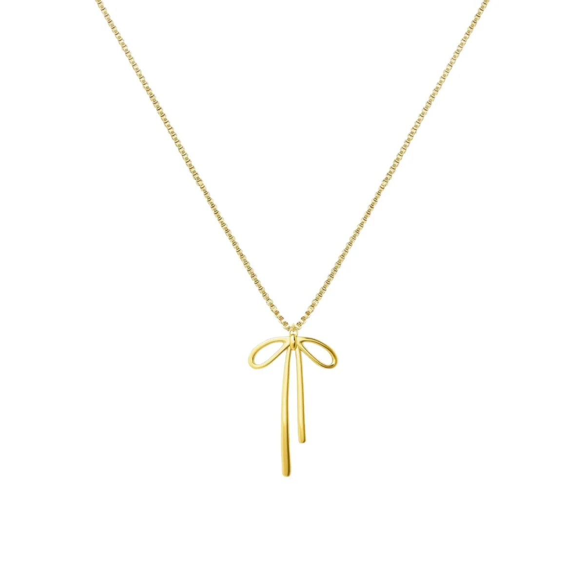 Gullfarget Sløyfe Halskjede – Søtt og Elegant Choker Smykke til Dame - Image 2