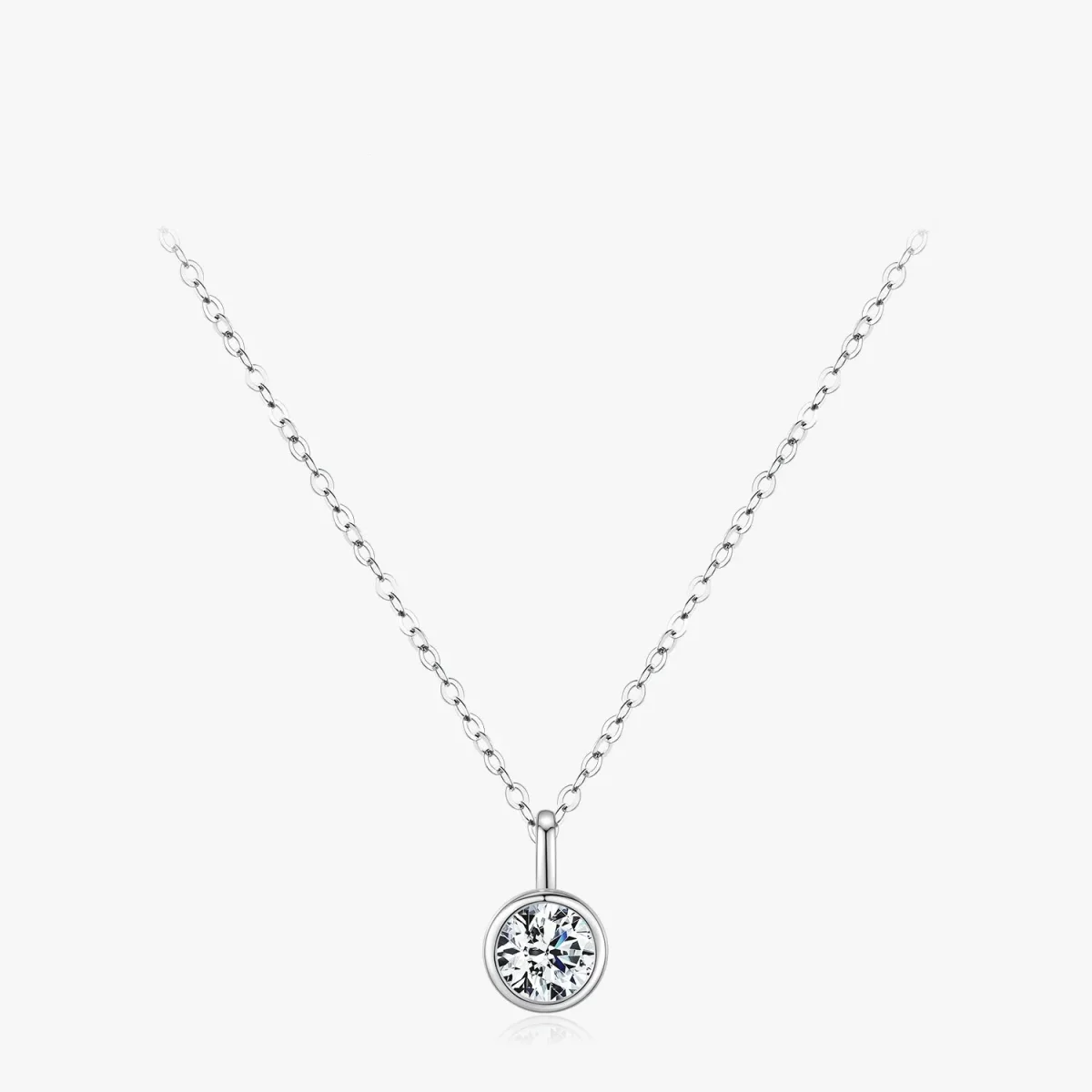 Moissanitt Halskjede 1 Karat – 925 Sølv med Bezel Setting & Sertifikat
