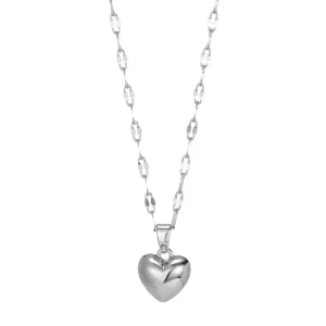 Love Heart Halskjede i Rustfritt Stål – Trendy Minimalistisk Smykke til Dame