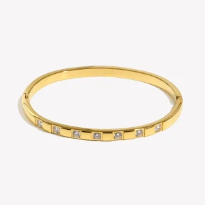 Bangle Armbånd med Rhinestones – 18K Gullbelagt Stål (Tarnish-Free)