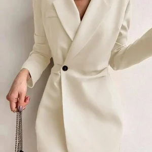 ChicBlaze - Elegant Blazer med Én Knapp for Hverdagsbruk