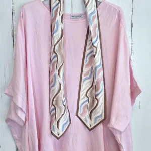 Poncho topp med skjerf rosa