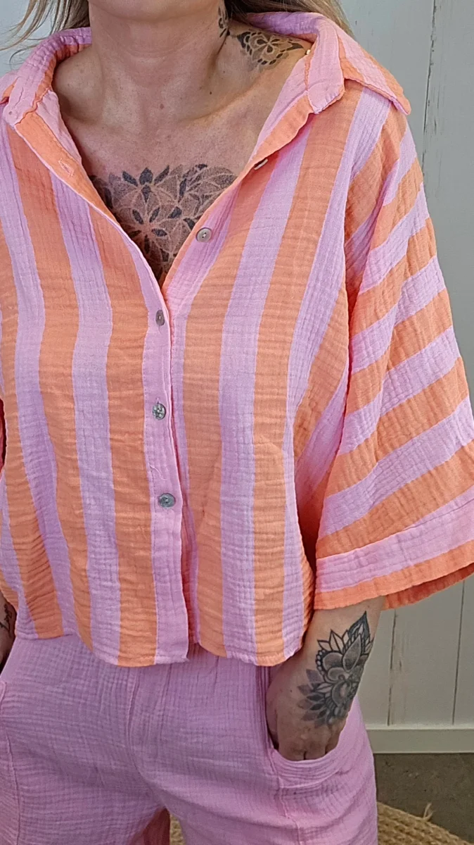 Gaia skjorte striper rosa - Image 6
