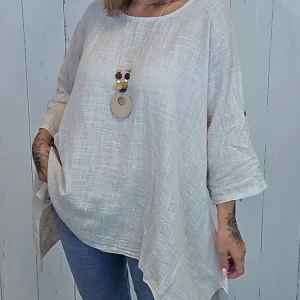 Nicky bomullstopp med smykke beige