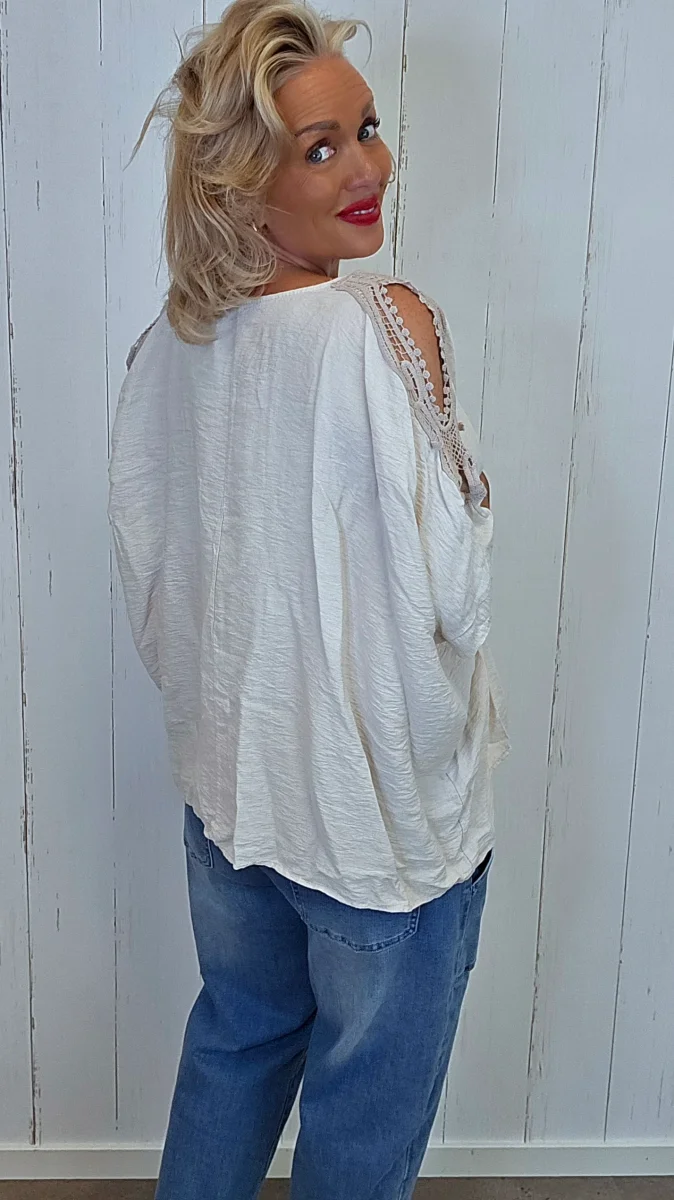 PonchoTopp med Åpne Skuldre beige - Image 5