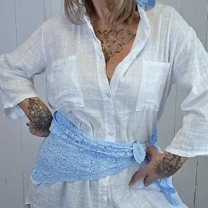Thea blonde skjerf blå