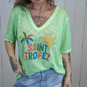 Saint Tropez t-skjorte neon eplegrønn