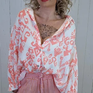Hedda vaffelskjorte korall